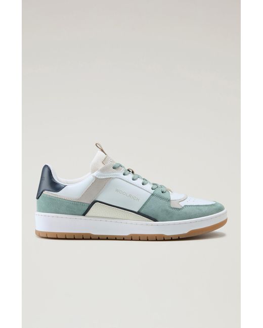 Woolrich Blue Classic Basketball Sneakers In Suede for men
