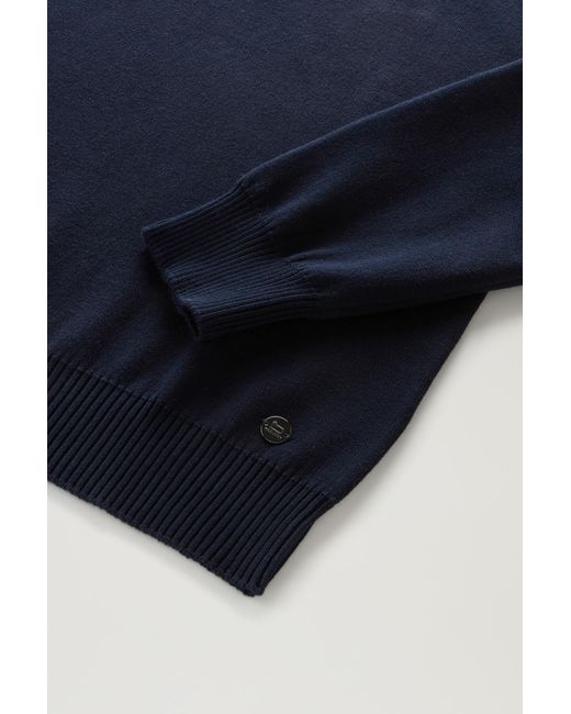 Woolrich Blue Turtleneck Sweater With Half-zip for men