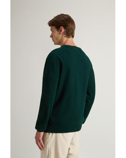 Woolrich Herren Rundhalspullover Aus Reiner Wolle Grün Größe in Green für Herren