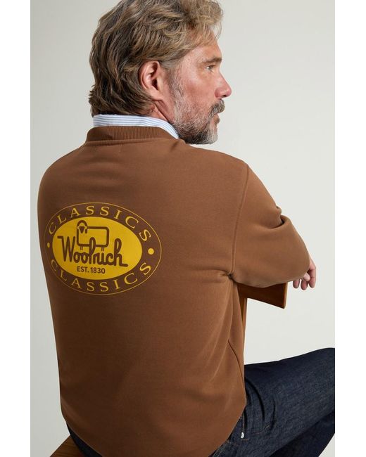 Sudadera De Cuello Redondo De Mezcla De Algodón Con Estampado Para Hombre Talla Woolrich de hombre de color Brown