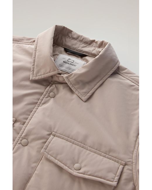 Woolrich Natural Alaskan Padded Shirt Jacket In Urban Touch for men