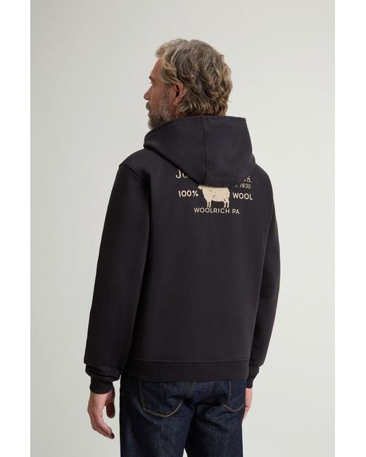 Sudadera De Mezcla De Algodón Con Capucha Y Cremallera Completa Para Hombre Talla Woolrich de hombre de color Blue