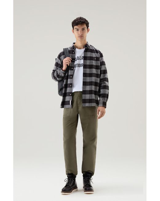 Woolrich Black Traditional Flannel Check Shirt for men