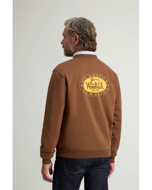 Sudadera De Cuello Redondo De Mezcla De Algodón Con Estampado Para Hombre Talla Woolrich de hombre de color Brown