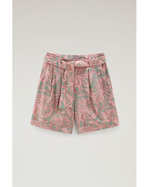 Woolrich Pink Shorts With A Tropical Print