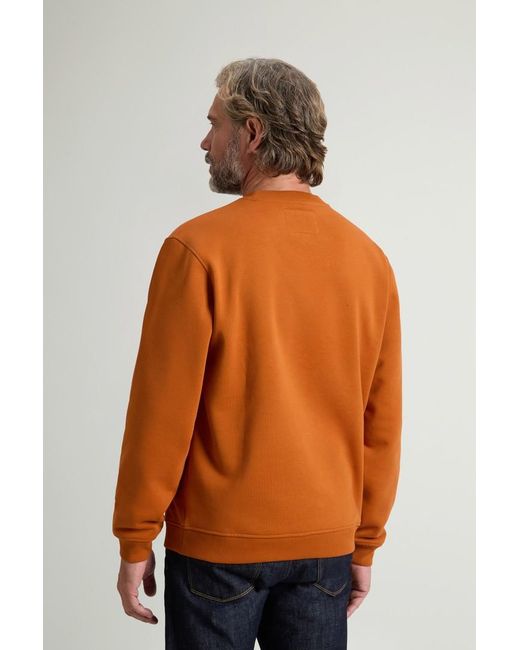 Sudadera De Cuello Redondo De Mezcla De Algodón Con Estampado Para Hombre Talla Woolrich de hombre de color Orange