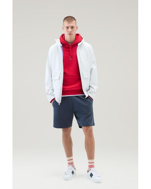Woolrich Hoodie In Cotton Fleece With Embroidered Logo for men
