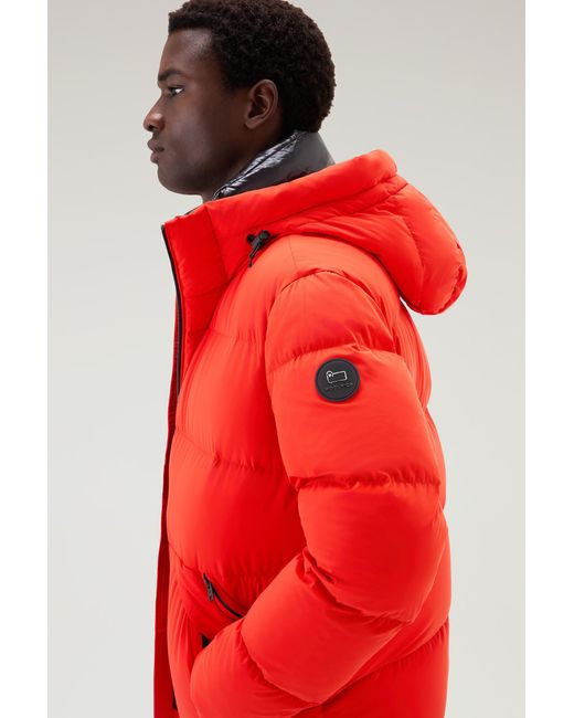 Woolrich Red Sierra Supreme Down Jacket In Stretch Nylon for men