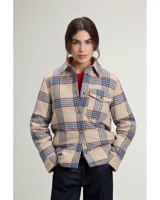 Chaqueta Camisera Alaskan A Cuadros De Mezcla De Lana Acolchada Para Mujer Talla Woolrich de color Red