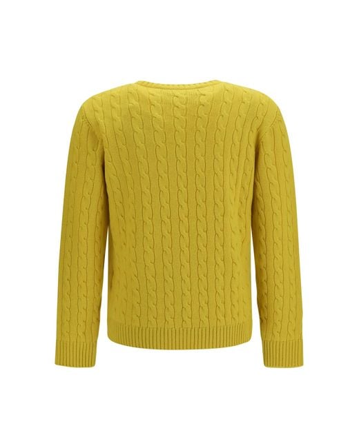 Valentino Yellow Vlogo Cable-Knit Cashmere Sweater for men