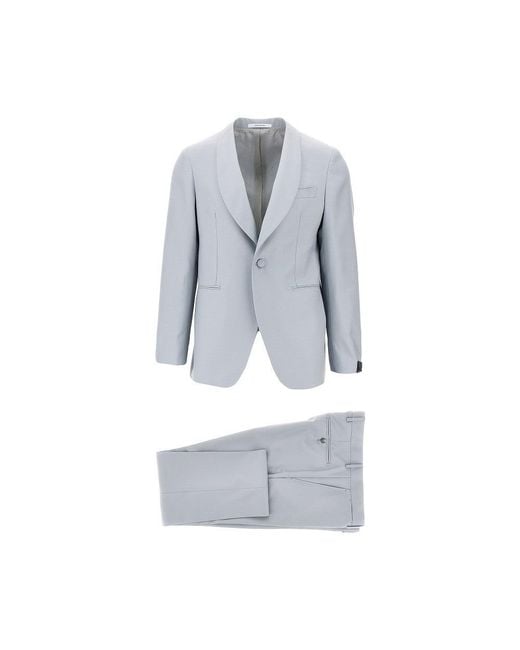 Tagliatore Gray Virgin Wool Single-Breasted Tailored Suit for men