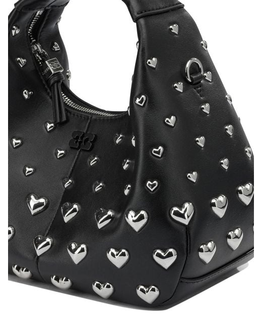 Ganni Black Mini Hobo Heart Small Handbag