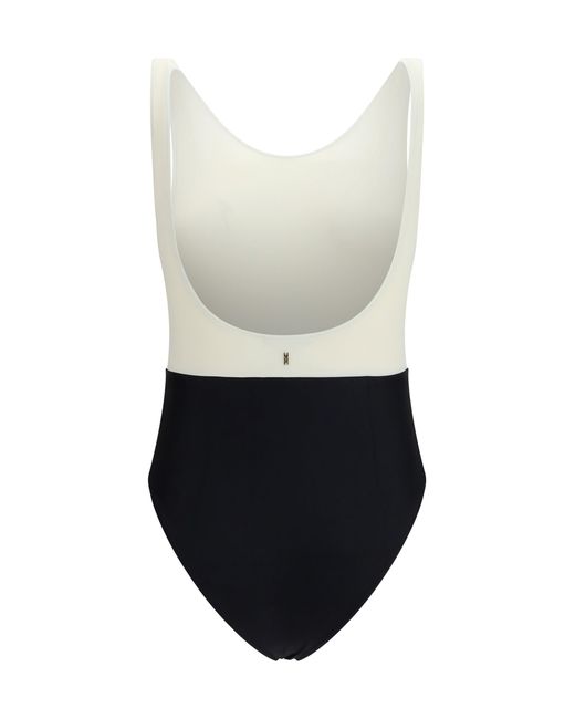 AMI White Nylon One-Piece Swimsuit