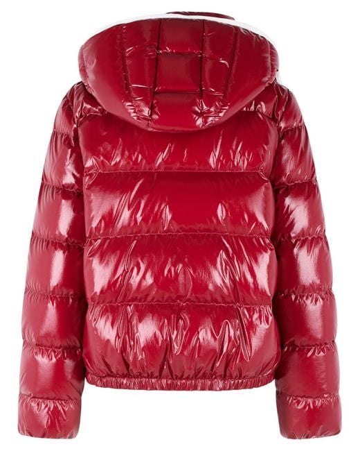 Moncler Red Short 'Andro' Hooded Down Jacket