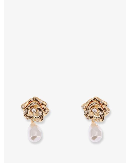 Women's White Self Portrait Brass Earrings