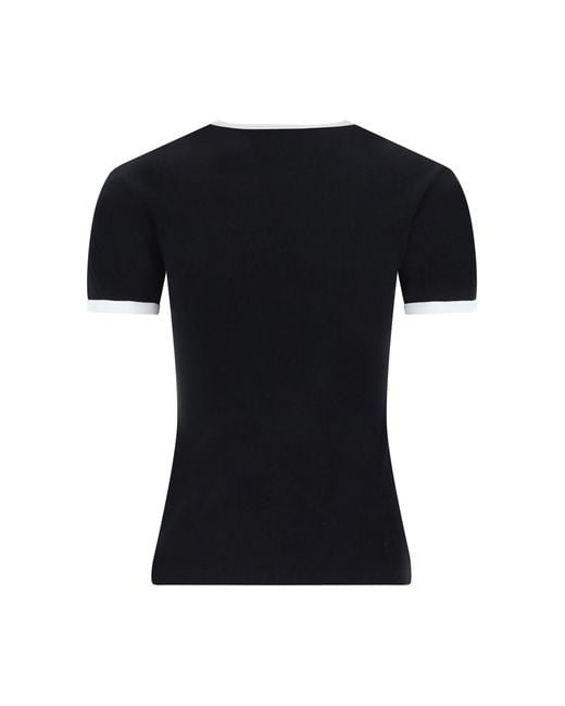 Courreges Black T-Shirt Logo