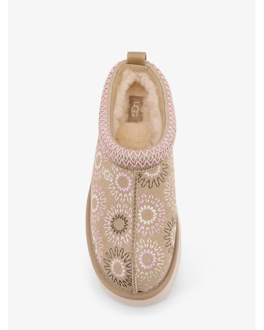 Ugg Natural W Tazz Suede Sandals With Embroidery