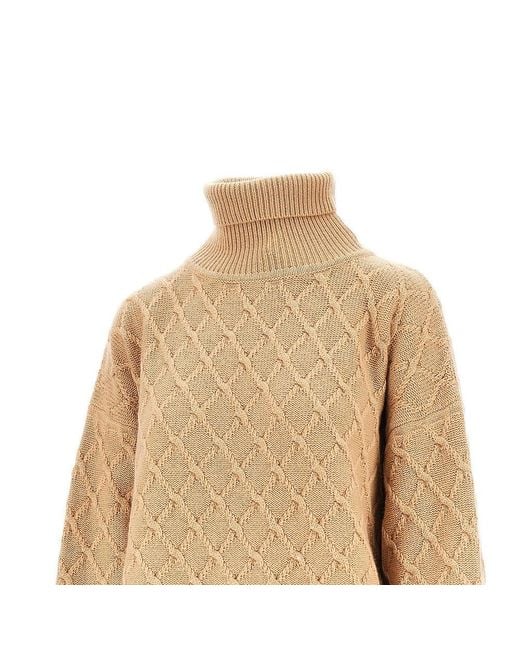 Max Mara Natural Lozenge Wool Cashmere Sweater