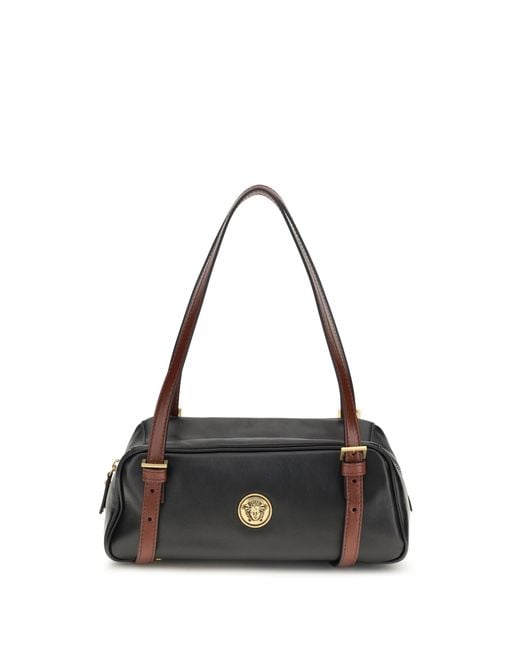 Versace Black Emblã¨Me Bowling Nappa Shoulder Bag