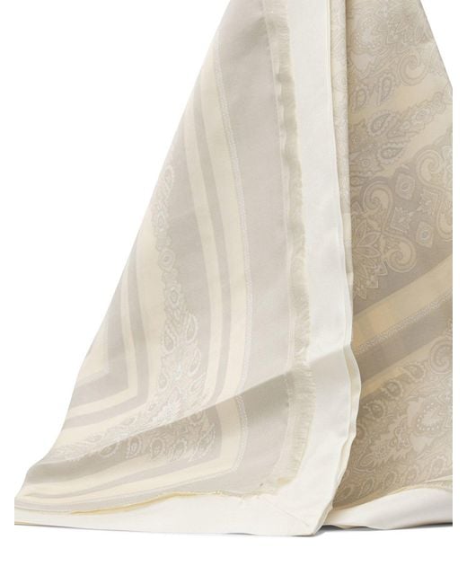 Etro White Printed Silk Scarf