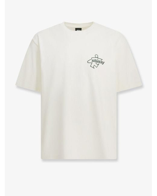 Men's White Cotton T-Shirt With Front Print