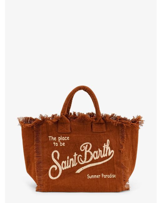 Mc2 Saint Barth Brown Vanity Linen Shoulder Bag