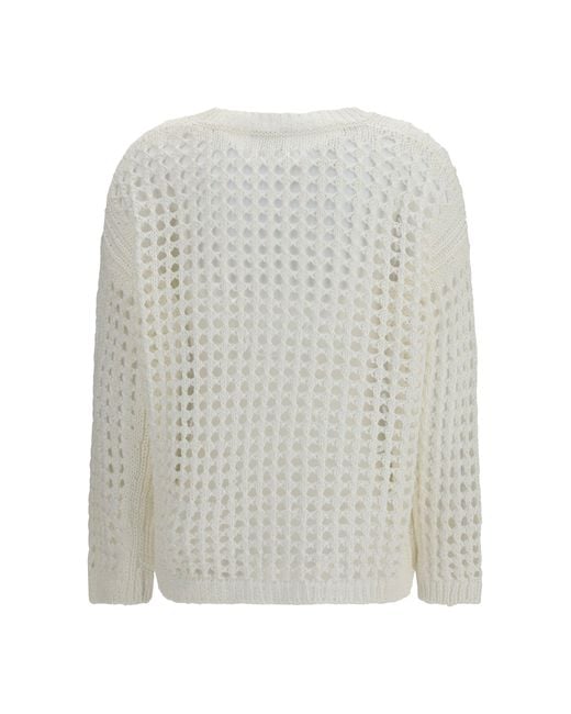 Max Mara Pure White Open-Knit Sweater