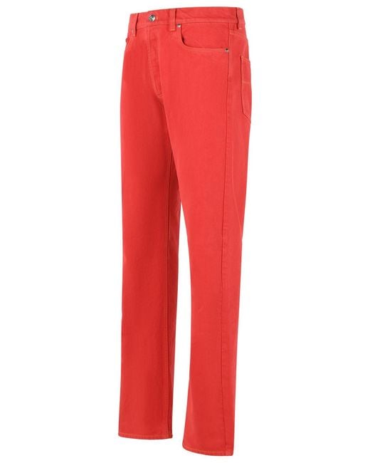 Versace Red Cotton Straight Jeans for men