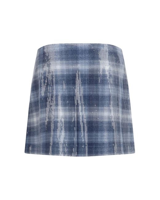 Pinko Blue Gongora Sequin Mini Skirt