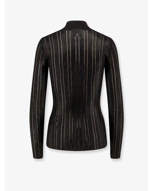 Elisabetta Franchi Black Metallic Fabric Turtleneck Sweater