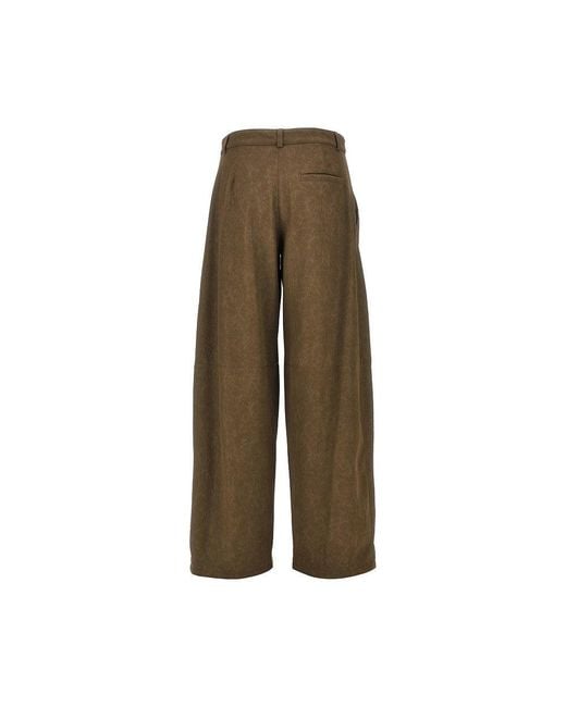 Pinko Green Nubuck-Effect Fabric Pants