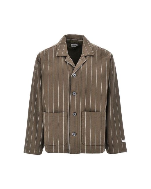 Obey Green 'Locus' Pinstriped Cotton Jacket for men