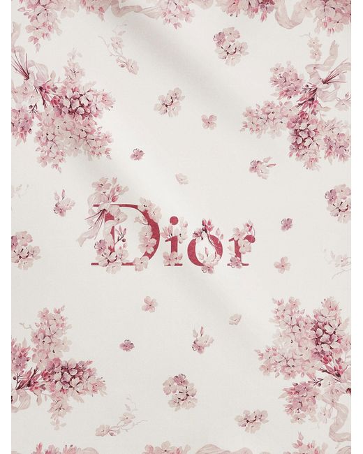 Dior Pink Dior Dior Lilac Bouquet Print Silk Foulard