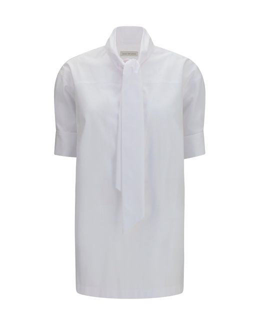 Dries Van Noten White Cotton Shirt With Scarf Detail