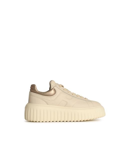 Hogan Natural 'H-Stripes' Leather Sneakers