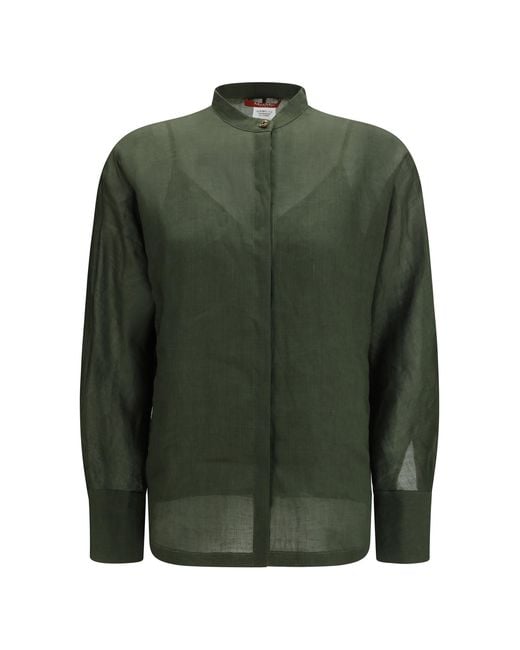 Max Mara Green Baldi Ramié Canvas Shirt