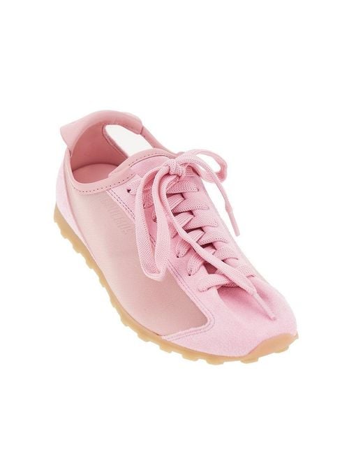 Jacquemus Pink Nubuck Leather And Mesh 'Tennis' Sneakers
