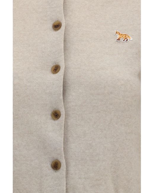 Maison Kitsuné White Baby Fox Cardigan Light Melange