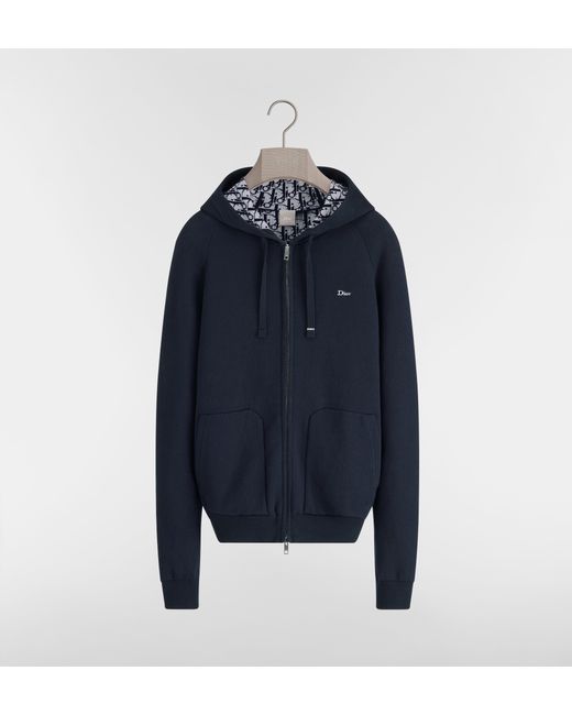 Men's Blue Zippered Hoodie With Logo