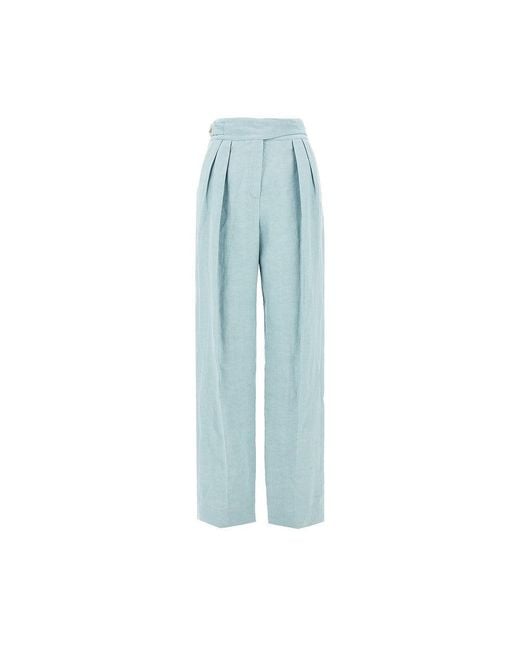 BLAZE Blue 'Tomo' Silk And Linen Pants