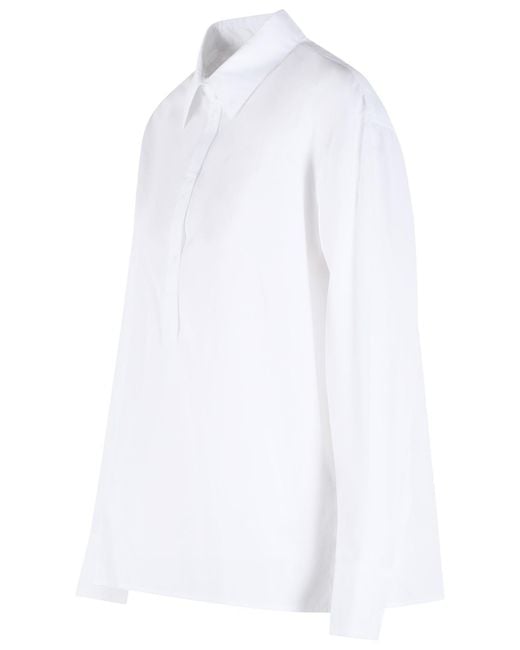 Loulou de Saison White Colin Oversize Polo Shirt