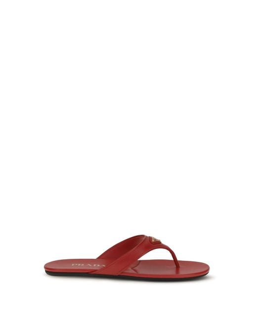 Prada Red Thong Sandals Patent Leather