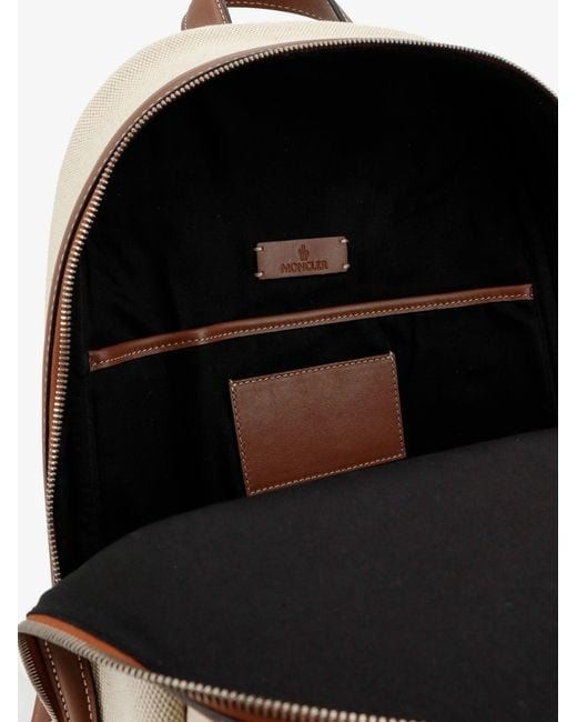 Moncler Natural Carlo Canvas Backpack With Embossed Logo for men