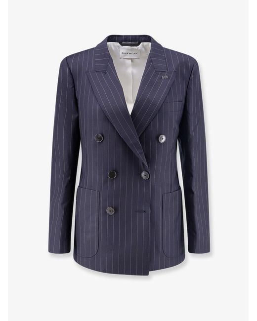Givenchy Blue Double-Breasted Wool Blazer