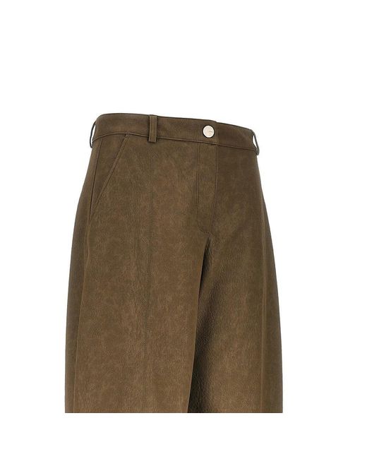Pinko Green Nubuck-Effect Fabric Pants