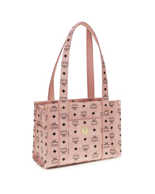 MCM Pink Aren Visetos Tote Bag