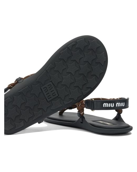 Miu Miu Brown "Rivière" Rope Sandals
