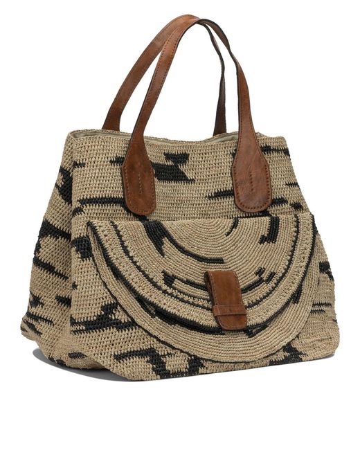 IBELIV Brown Laza Iizebra Raffia Handbag