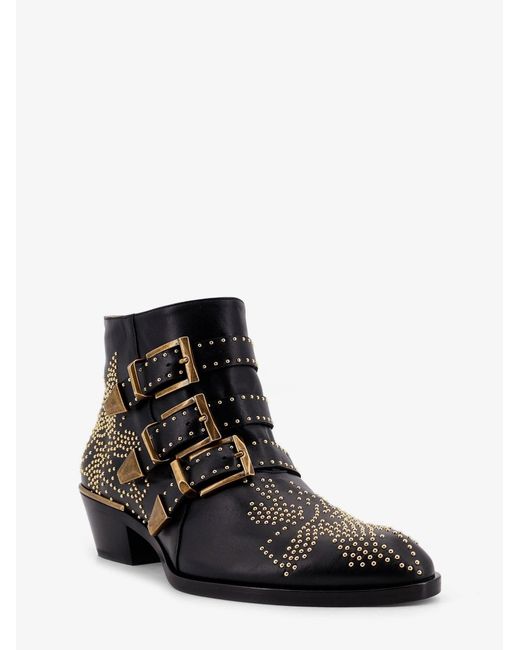 Chloé White Leather Susan Boots With Metal Details