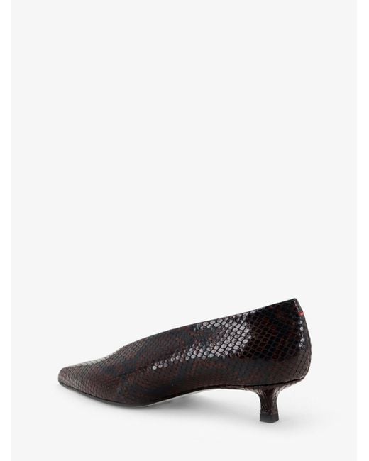 Aeyde Brown Clara Leather Pumps Python Motif